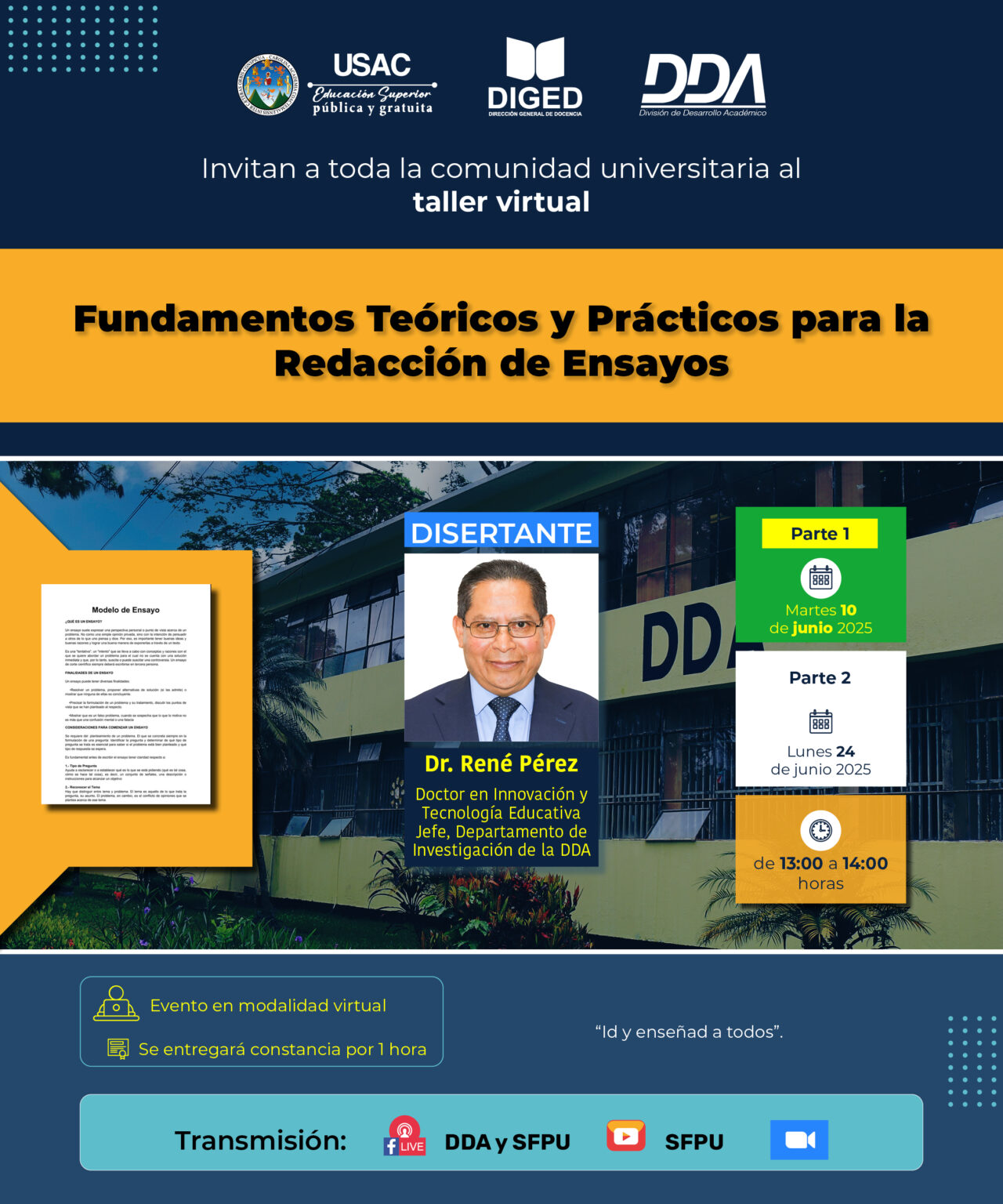 Afiche Fundamentos Teóricos y Prácticos para la Redacción de Ensayos, parte I -Junio 2025-