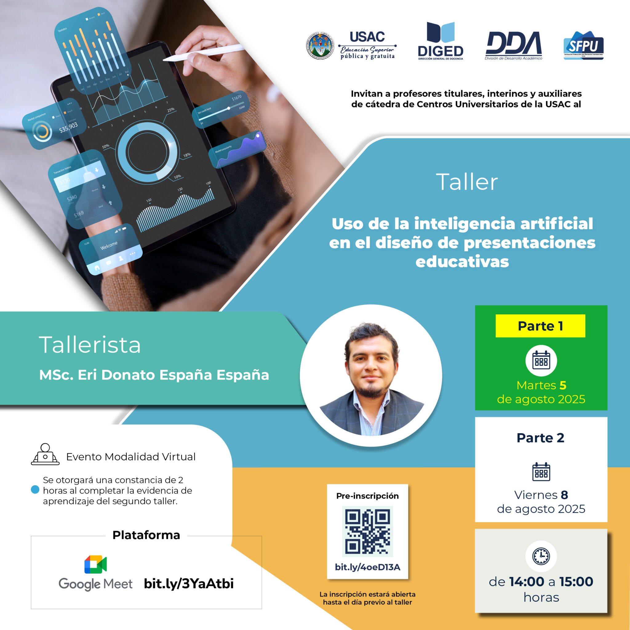 Afiche taller - uso de la Inteligencia Artificial en el Diseño de Presentaciones Educativas -Julio 2025- Parte 1