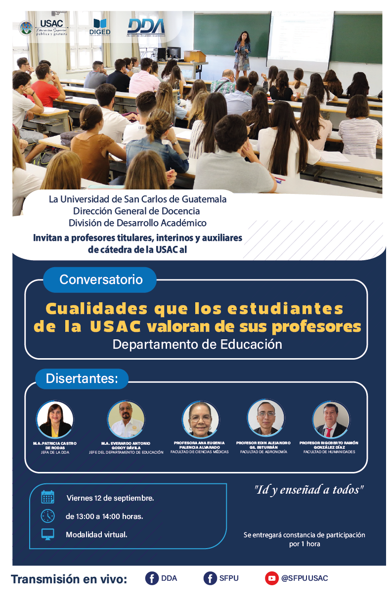 Afiche Conversatorio Cualidades que los estudiantes de la USAC valoran en sus profesores septiembre 2025 v5