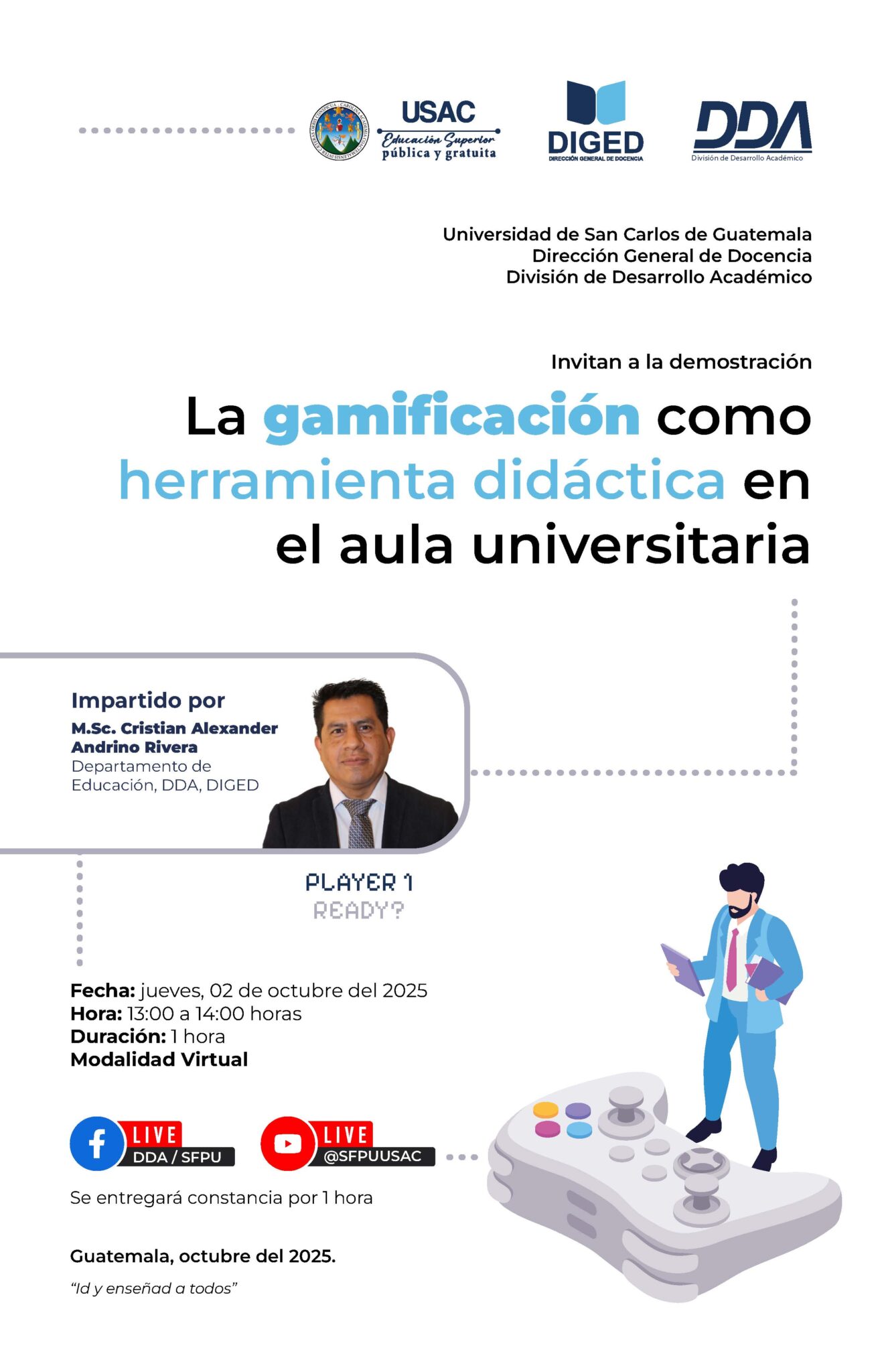 Afiche Demostración - La gamificación como herramienta didáctica en el aula universitaria -septiembre 2025-