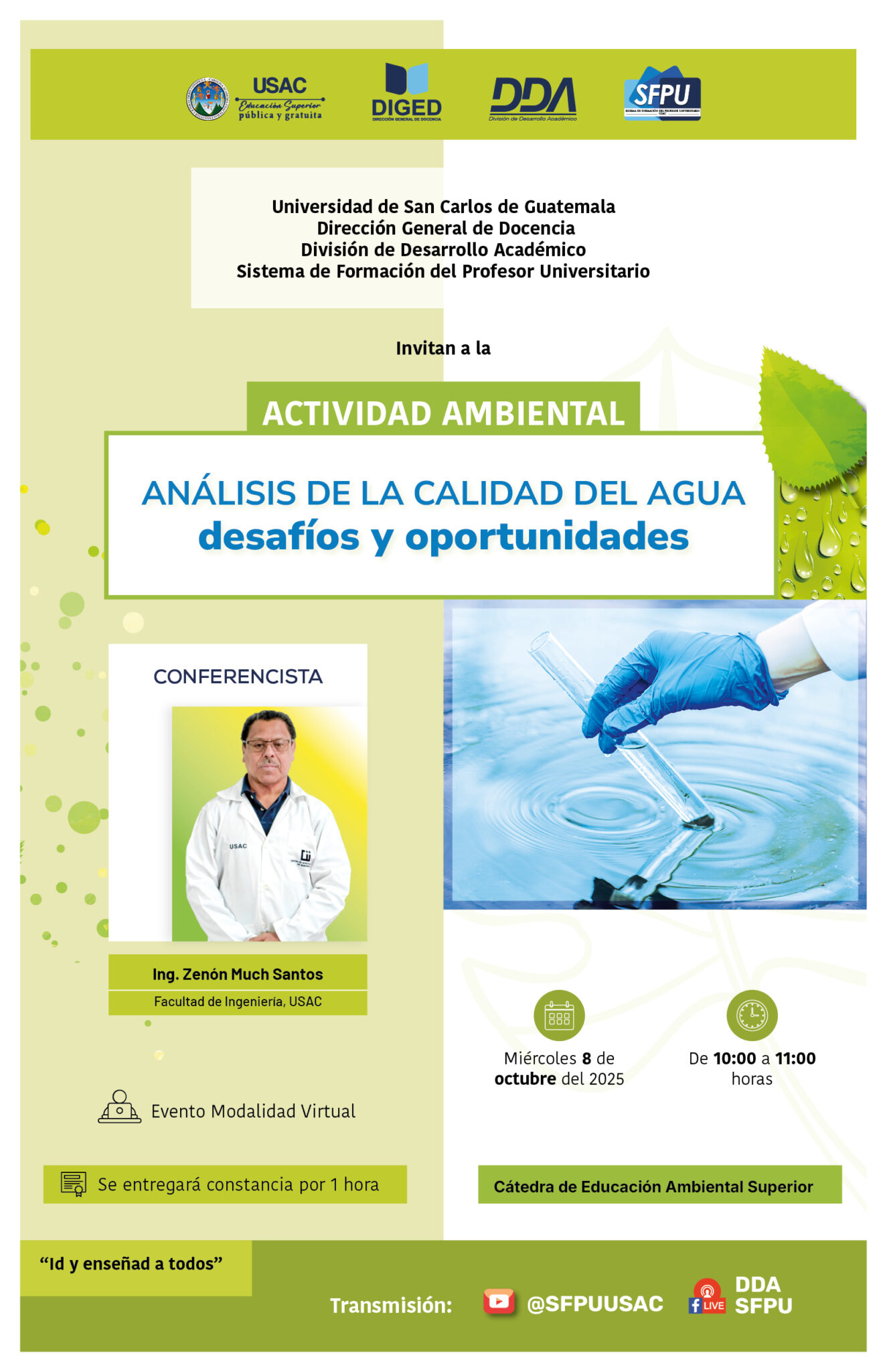 Afiche Actividad Ambiental - Análisis de la calidad del agua -octubre 2025- v2