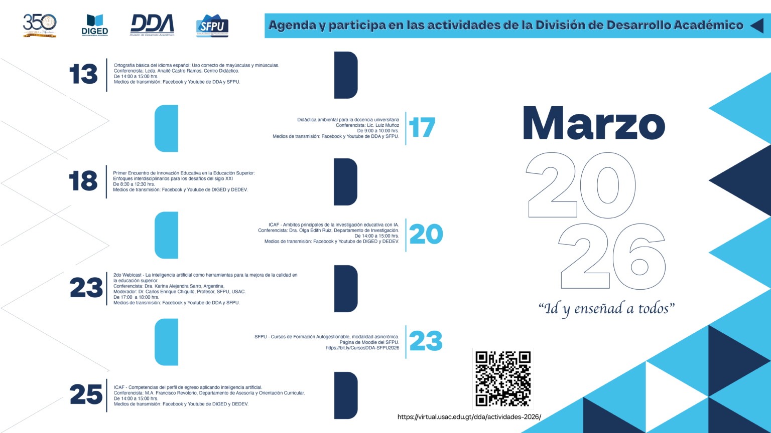 Agenda Actividades marzo 2026 DDA-DIGED
