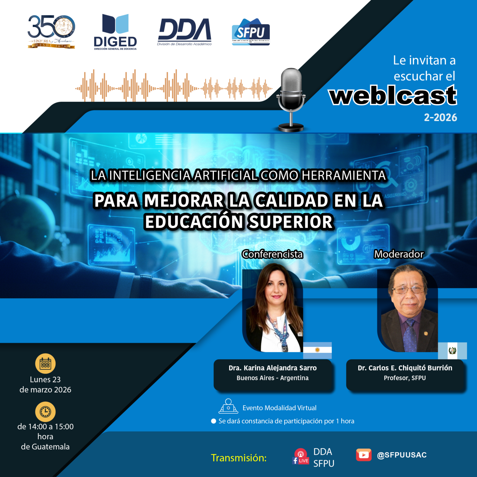 Afiche Webicast La inteligencia artificial como herramienta para mejorar la calidad en la educación superior