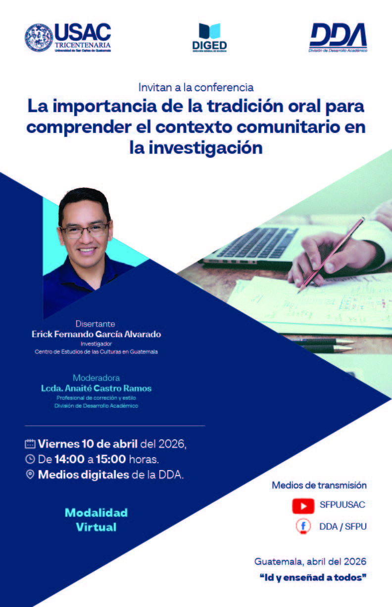 Afiche Conferencia importancia de la tradición oral - 10 abril 2026