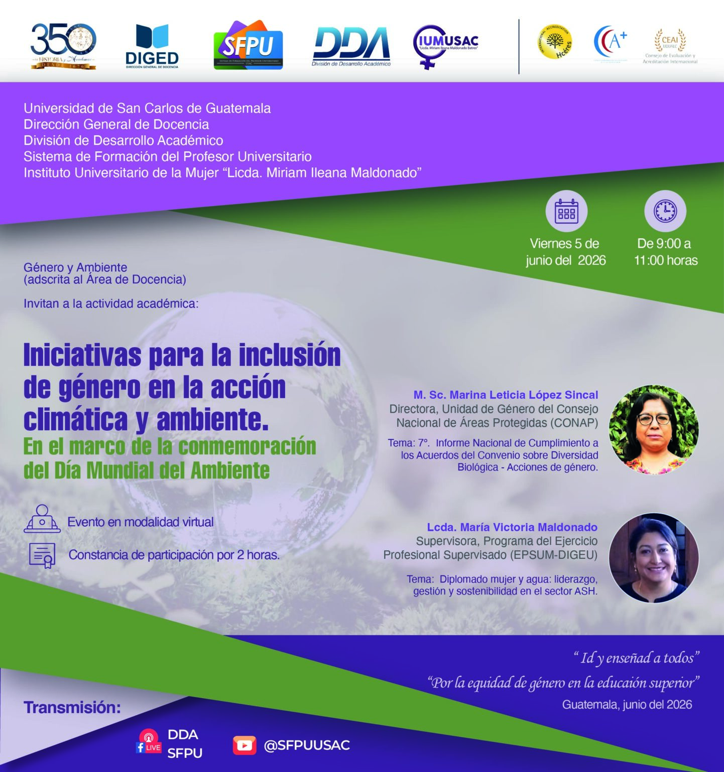 Afiche Cátedra de genero y ambiente IMUSAC -mayo 2026- v4