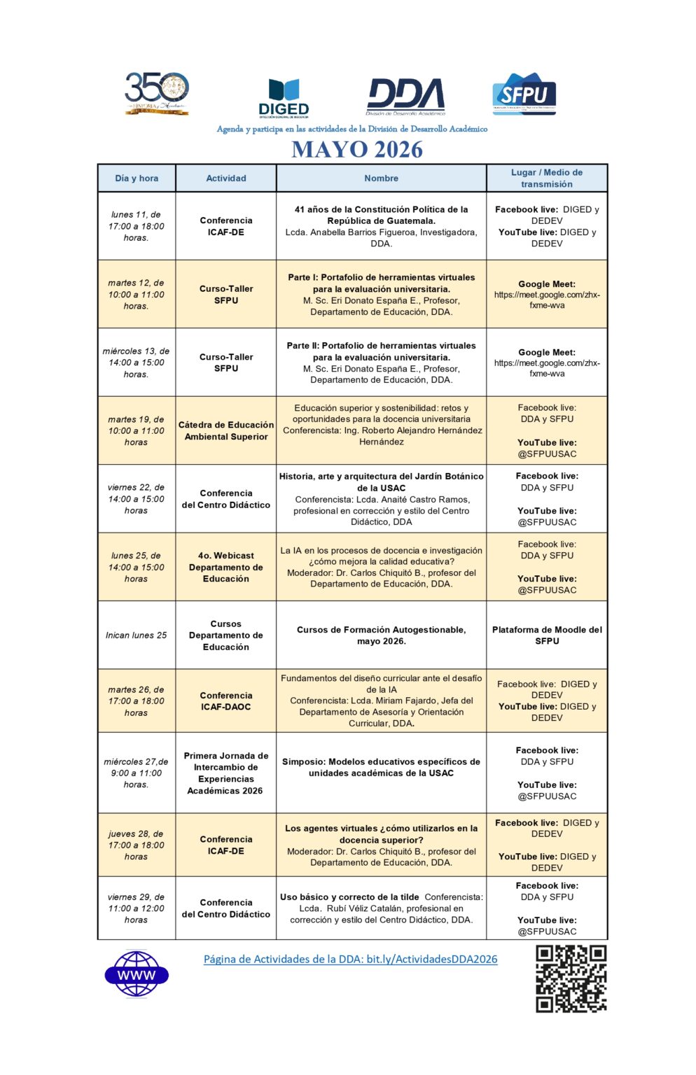 Agenda Mayo 26