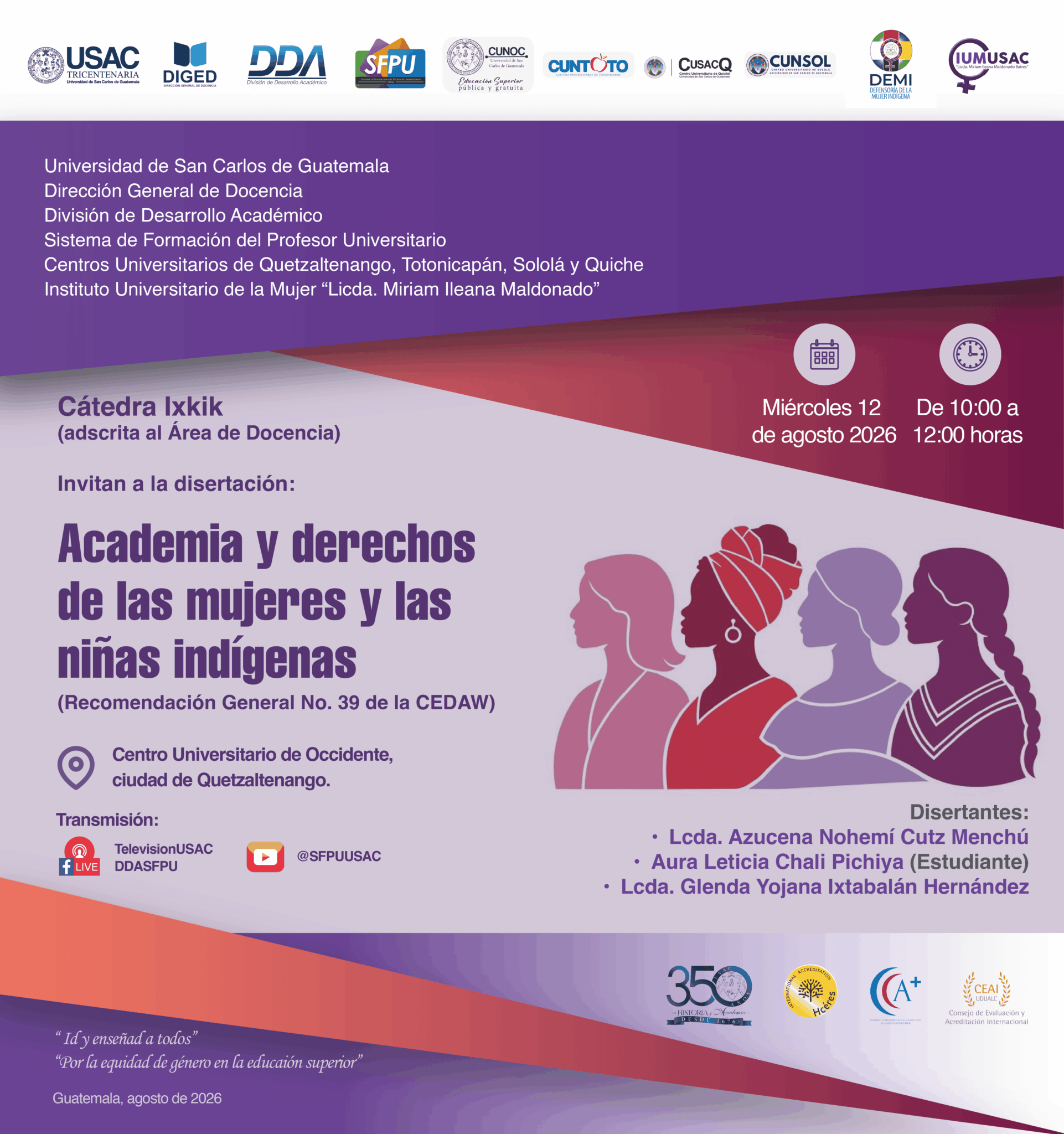 Afiche Cátedra de Ixkik- Agosto 2026