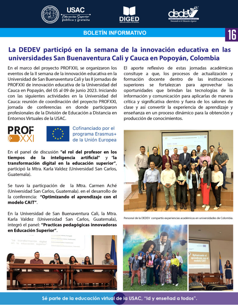 Boletín DEDEV USAC II Semana de la innovación educativa