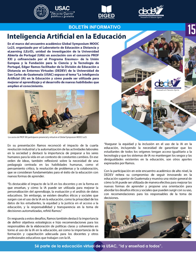 Boletín DEDEV USAC Inteligencia Artificial y Educación