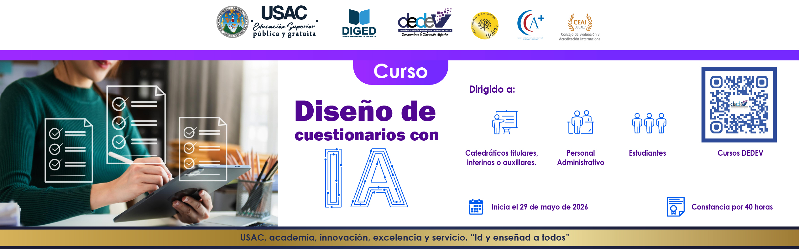 BANNER PAGINAS WEB CURSO CUESTIONARIOS CON IA 2026 DEDEV