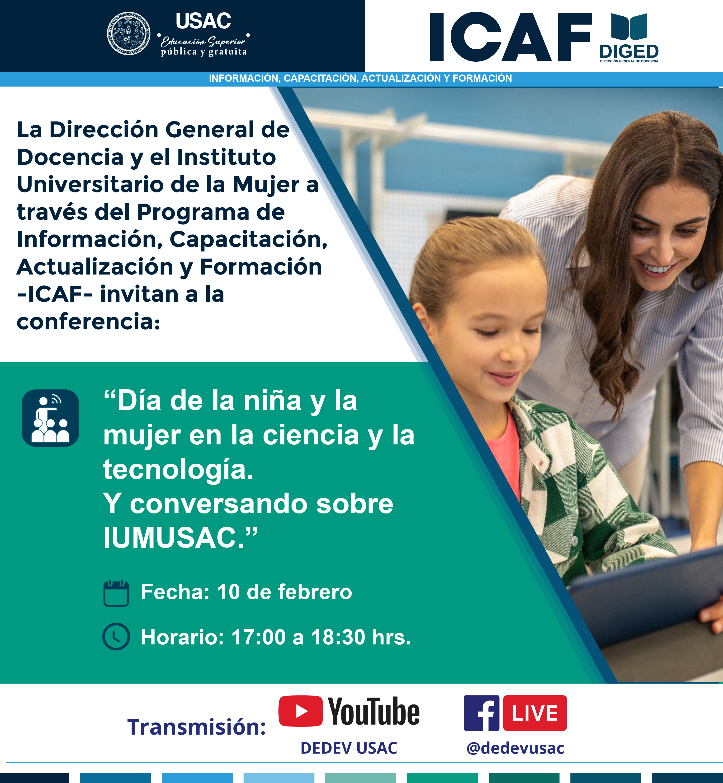 -ICAF-  Día internacional de la niña y de la mujer en la ciencia y la tecnología y conversando sobre IUMUSAC